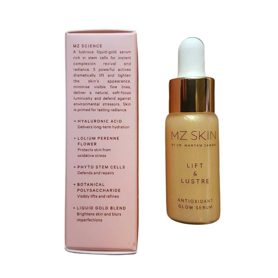 MZ SKIN Lift & Lustre Antioxidant Glow Serum 30ml Hyaluronic Acid Stem Cells