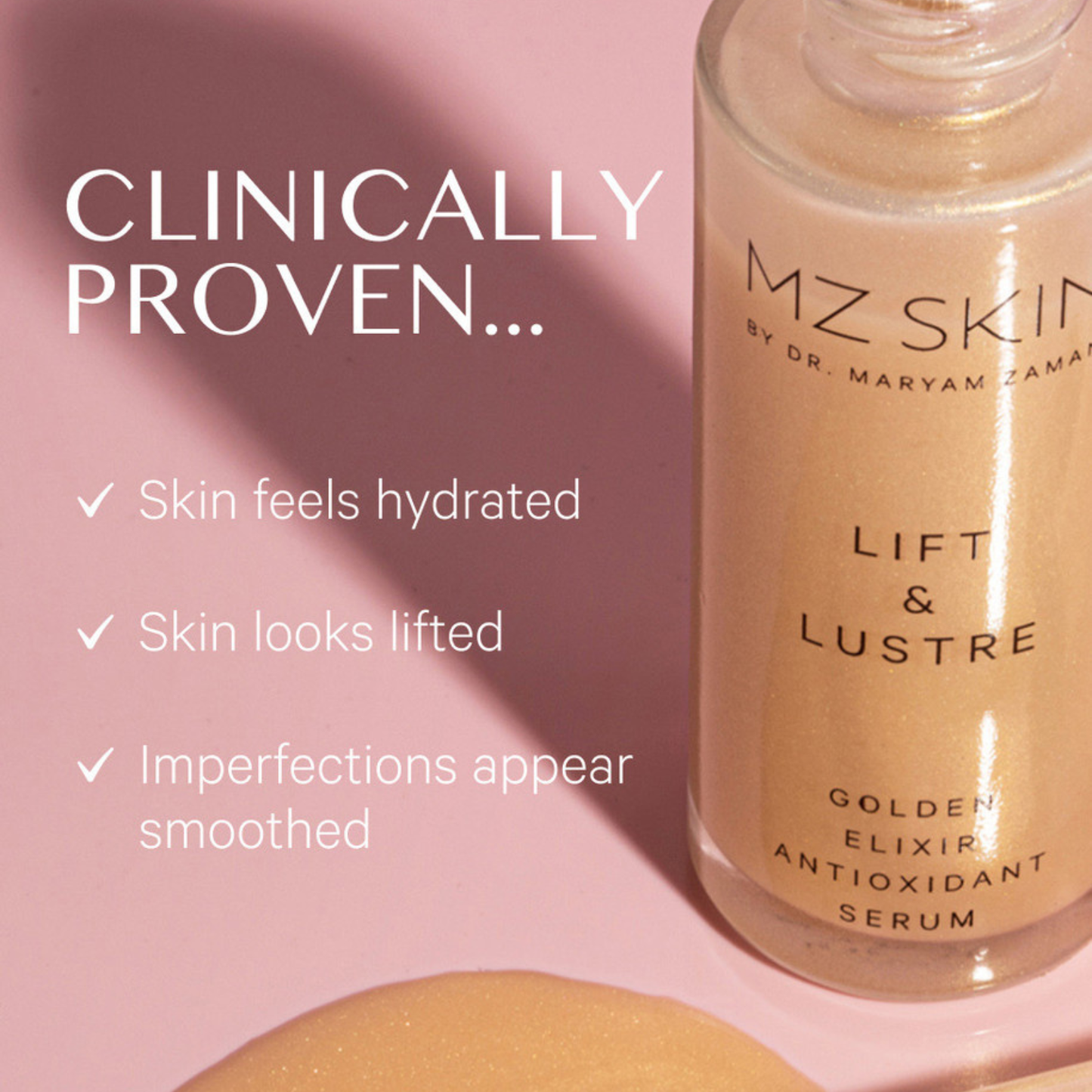 MZ SKIN Lift & Lustre Golden Elixir Antioxidant Glow Serum 30ml