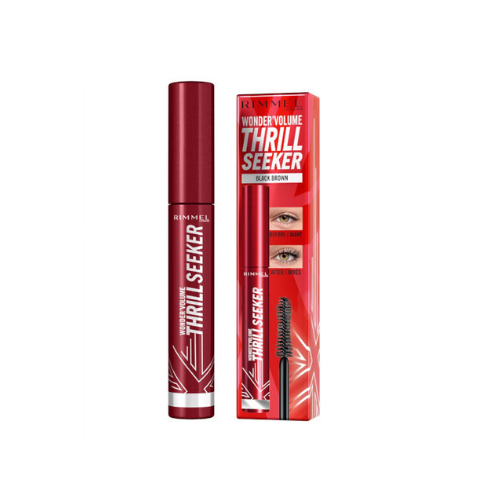 Rimmel Wonder Volume Thrill Seeker mascara with packaging on a white background