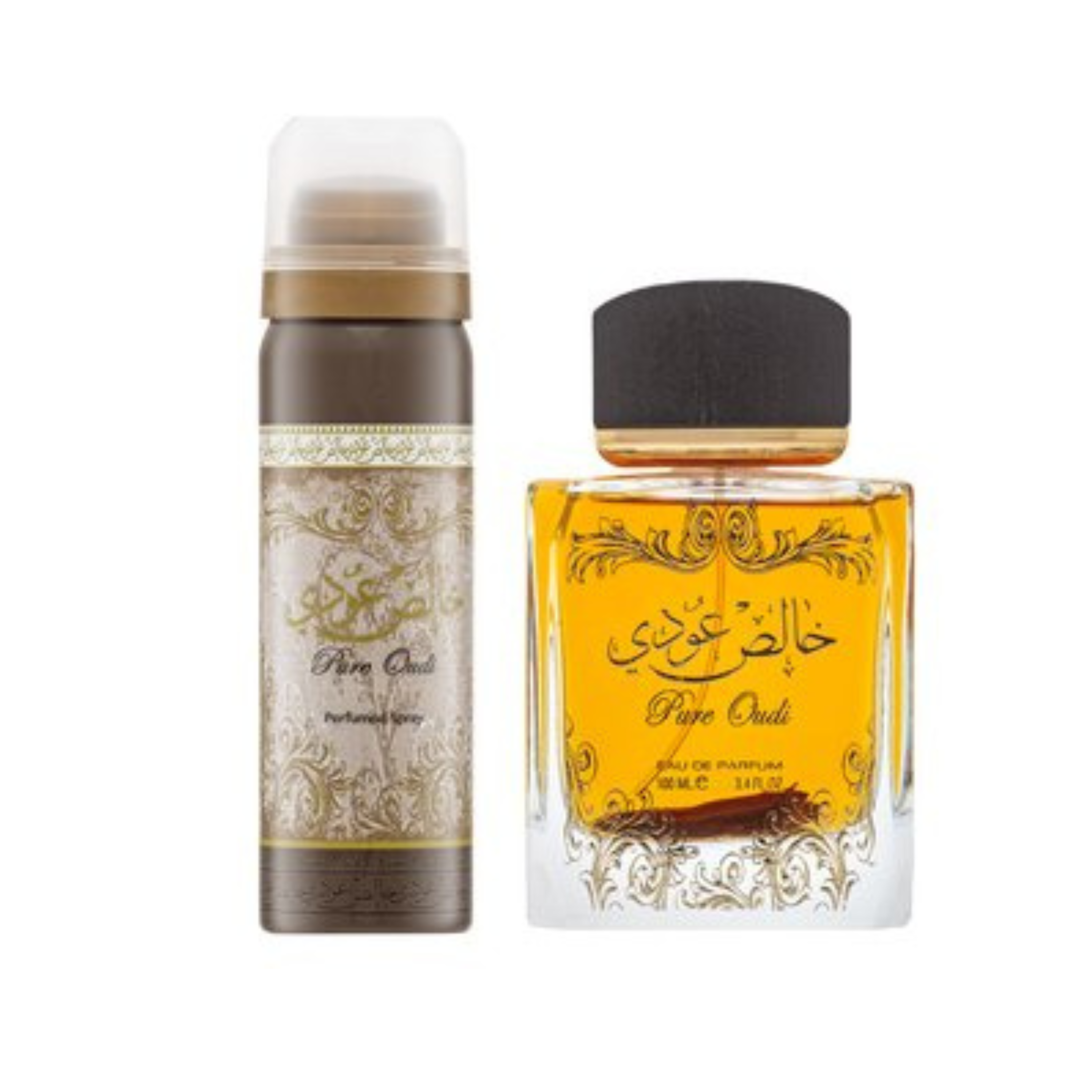 LATTAFA Pure Oudi EAU DE PARFUM SPRAY 3.4 OZ & DEODORANT 1.6 OZ for UNISEX