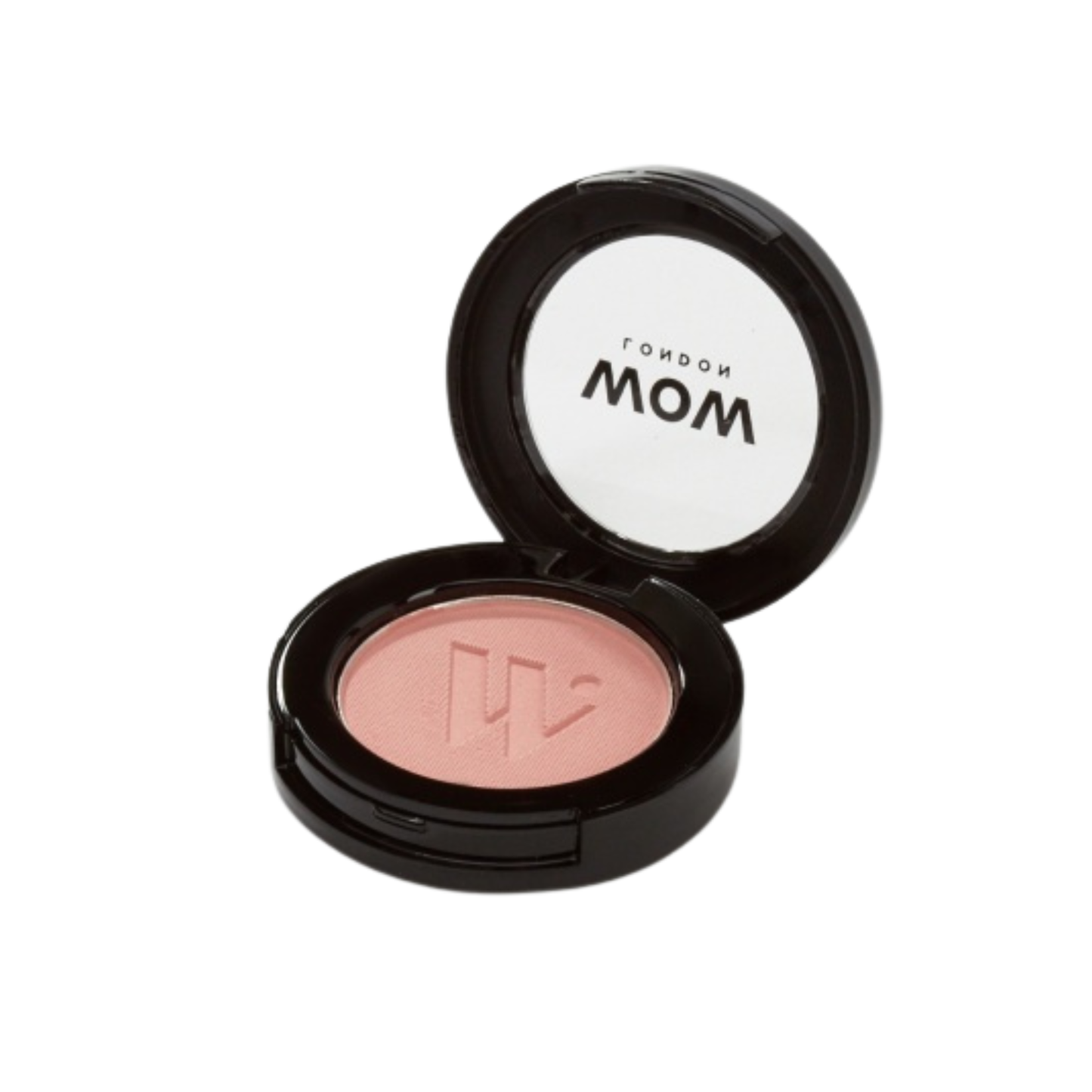 Compact blush with 'MOM' branding on a white background