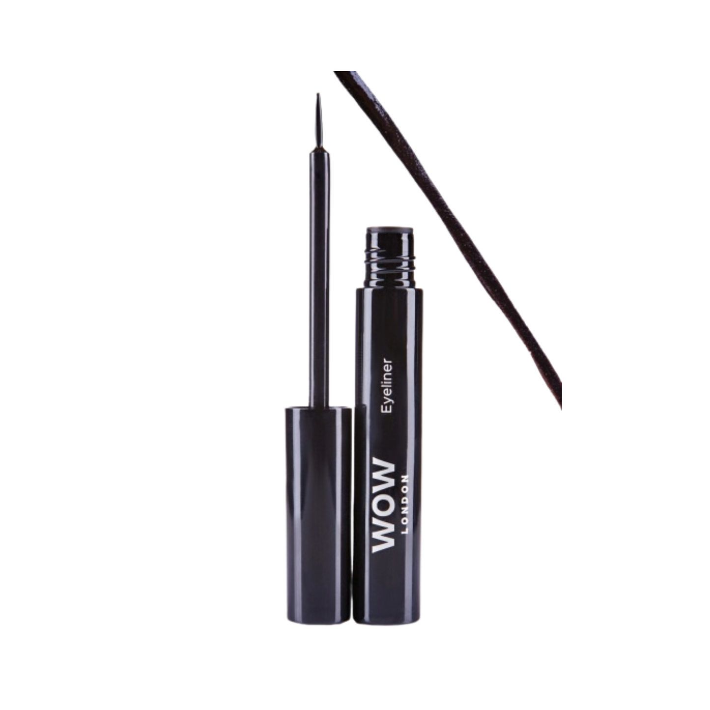 Black eyeliner pen with applicator on a white background