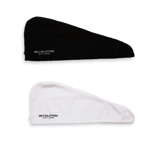 REVOLUTION 2pk Microfibre Hair Wrap Black/White
