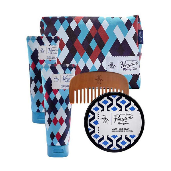 Penguin Washbag Gift Set – Hair & Body Wash, Conditioner, Matte Hair Clay